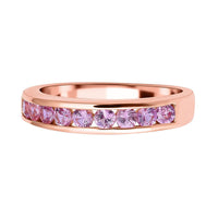Pink Sapphire 1.10 ctw Band Ring in 14K Rose Gold Over Sterling Silver (Size 8.0)