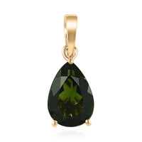 Luxoro 10K Yellow Gold Premium Tanzanian Chrome Tourmaline Solitaire Pendant 1.75 ctw