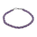 African Amethyst Beaded Bracelet in Sterling Silver (7.25 In) 30.00 ctw - Sticky add to cart bar