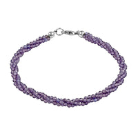 African Amethyst Beaded Bracelet in Sterling Silver (7.25 In) 30.00 ctw