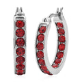 Ruby Color Austrian Crystal Inside Out Hoop Earrings in Stainless Steel - Sticky add to cart bar