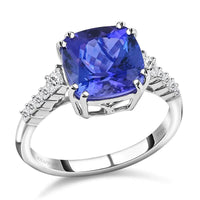 Rhapsody Certified & Appraised AAAA Tanzanite and E-F VS Diamond 4.00 ctw Accent Ring, 950 Platinum Ring, Wedding Ring 4 Grams