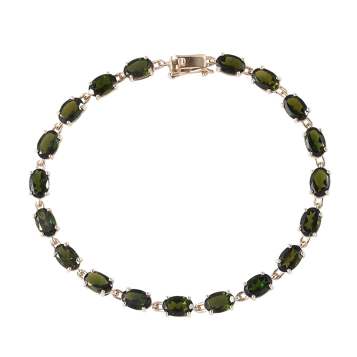 LUXORO 10K Yellow Gold AAA Chrome Tourmaline Link Bracelet (8.00 In) 3.30 Grams 9.60 ctw