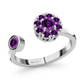 Amethyst February Birthstone Anxiety Spinner Openable Band Ring in Platinum Over Sterling Silver (Large Adjustable Size 9-11) 0.60 ctw - Sticky add to cart bar