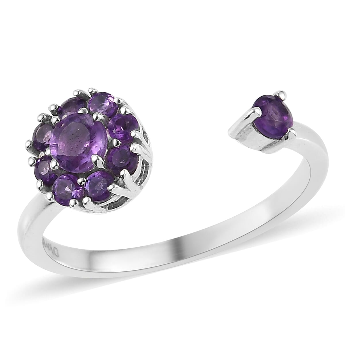 Amethyst Ring in Platinum Over Sterling Silver (Size 8.0) 0.60 ctw