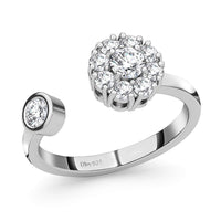 White Zircon April Birthstone Anxiety Spinner Openable Band Adjustable Ring in Platinum Over Sterling Silver (Size 11.0) 1.00 ctw