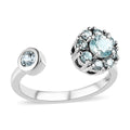 Birthday Special Deal Cambodian Blue Zircon December Birthstone Anxiety Spinner Openable Band Ring in Platinum Over Sterling Silver (Medium Adjustable Size 5-8) 1.00 ctw - Sticky add to cart bar