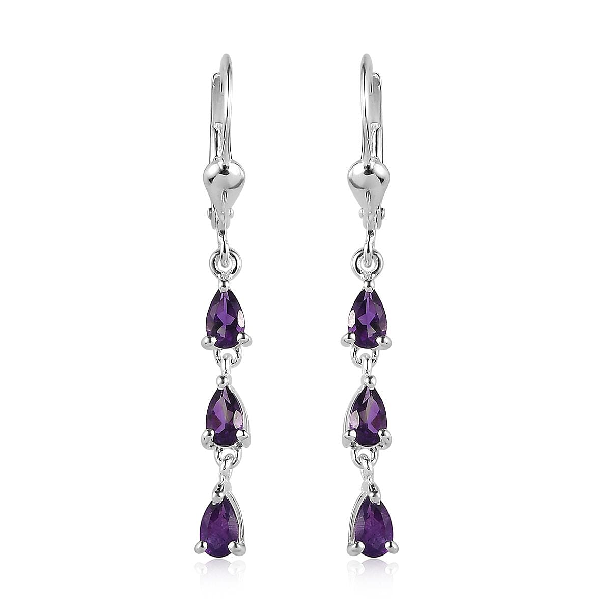 Amethyst Earrings in Sterling Silver 1.15 ctw