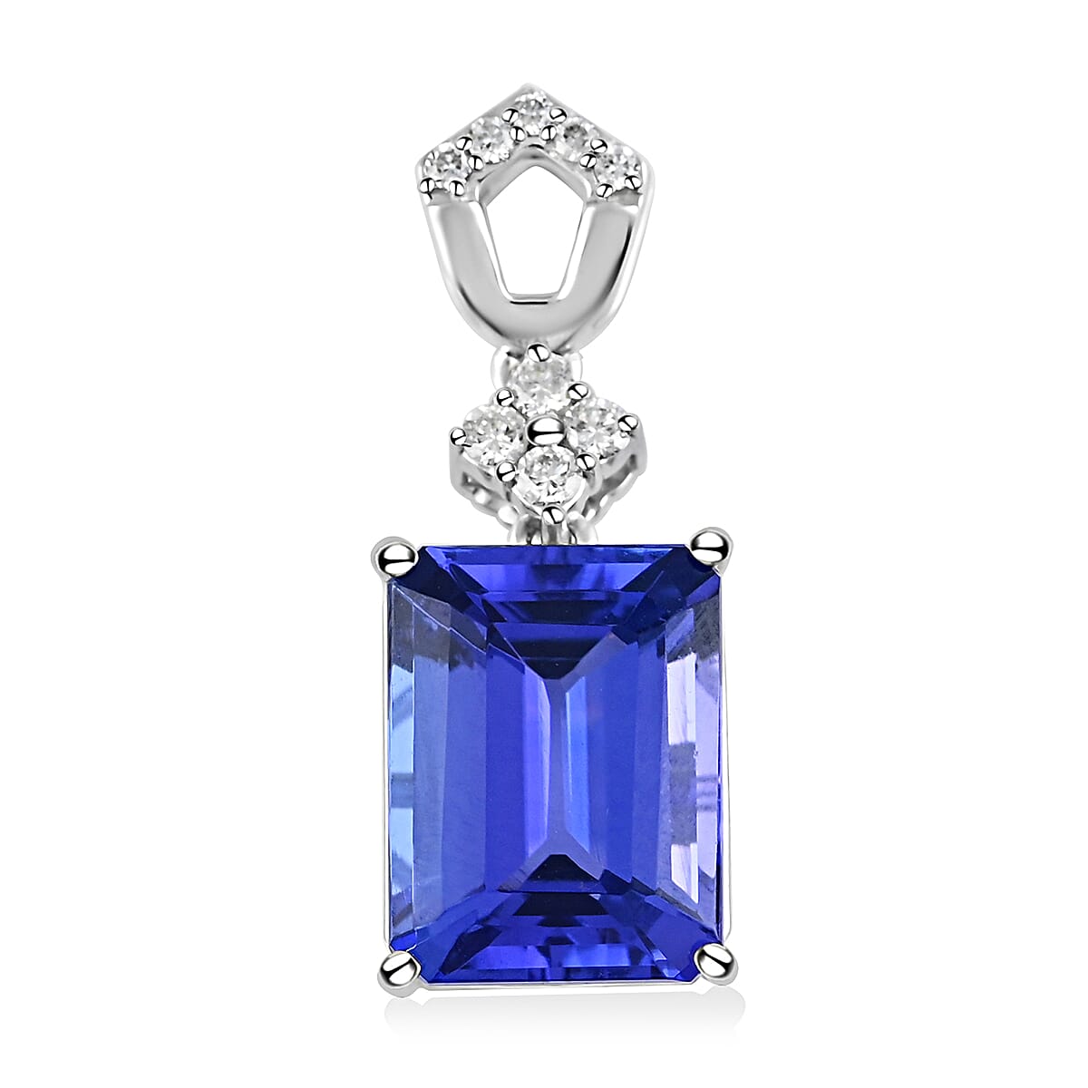 Certified & Appraised Rhapsody 950 Platinum AAAA Tanzanite and E-F VS Diamond Pendant 4.25 ctw