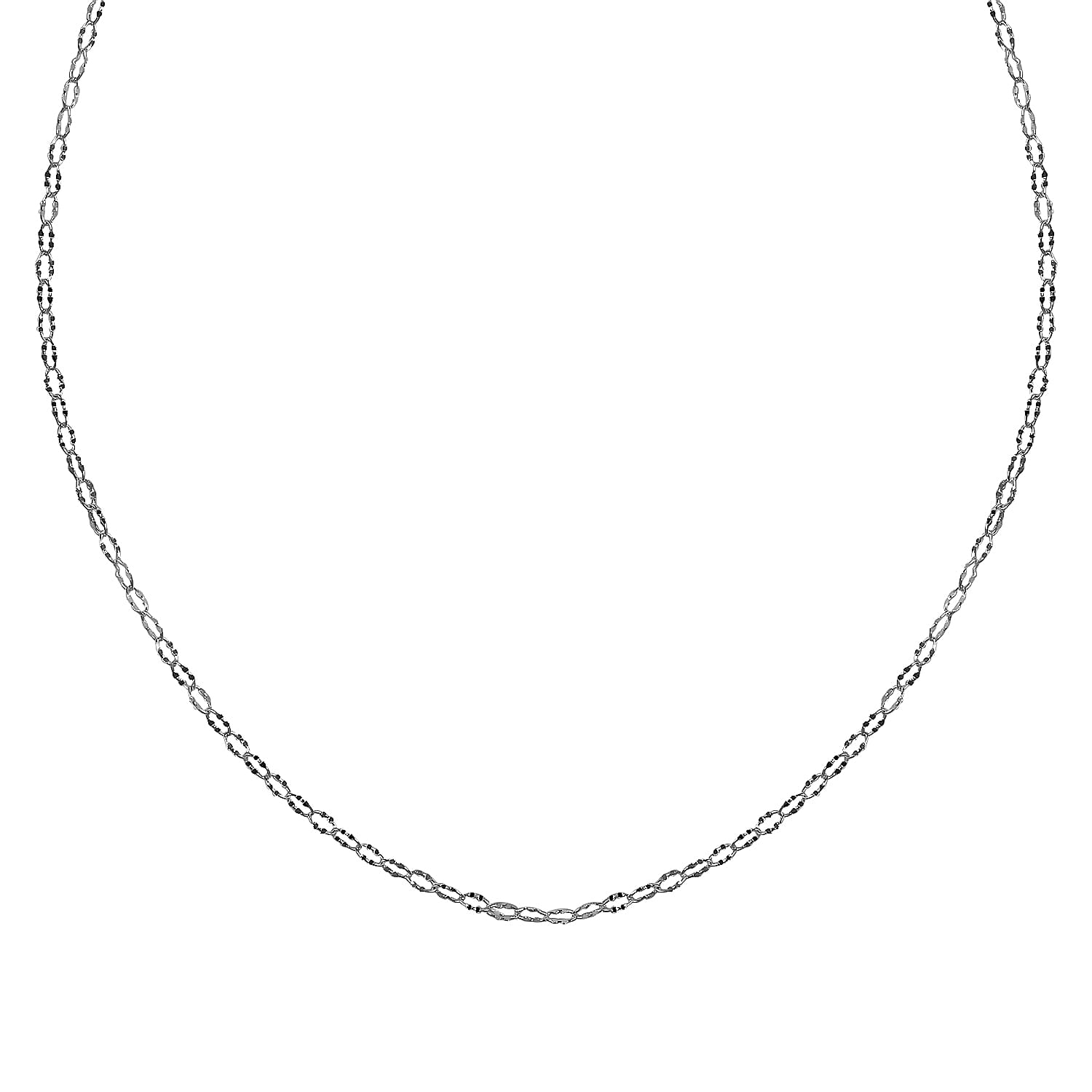 Italian Sterling Silver 2.5mm Oval Daisy Necklace 24 Inches 2.70 Grams
