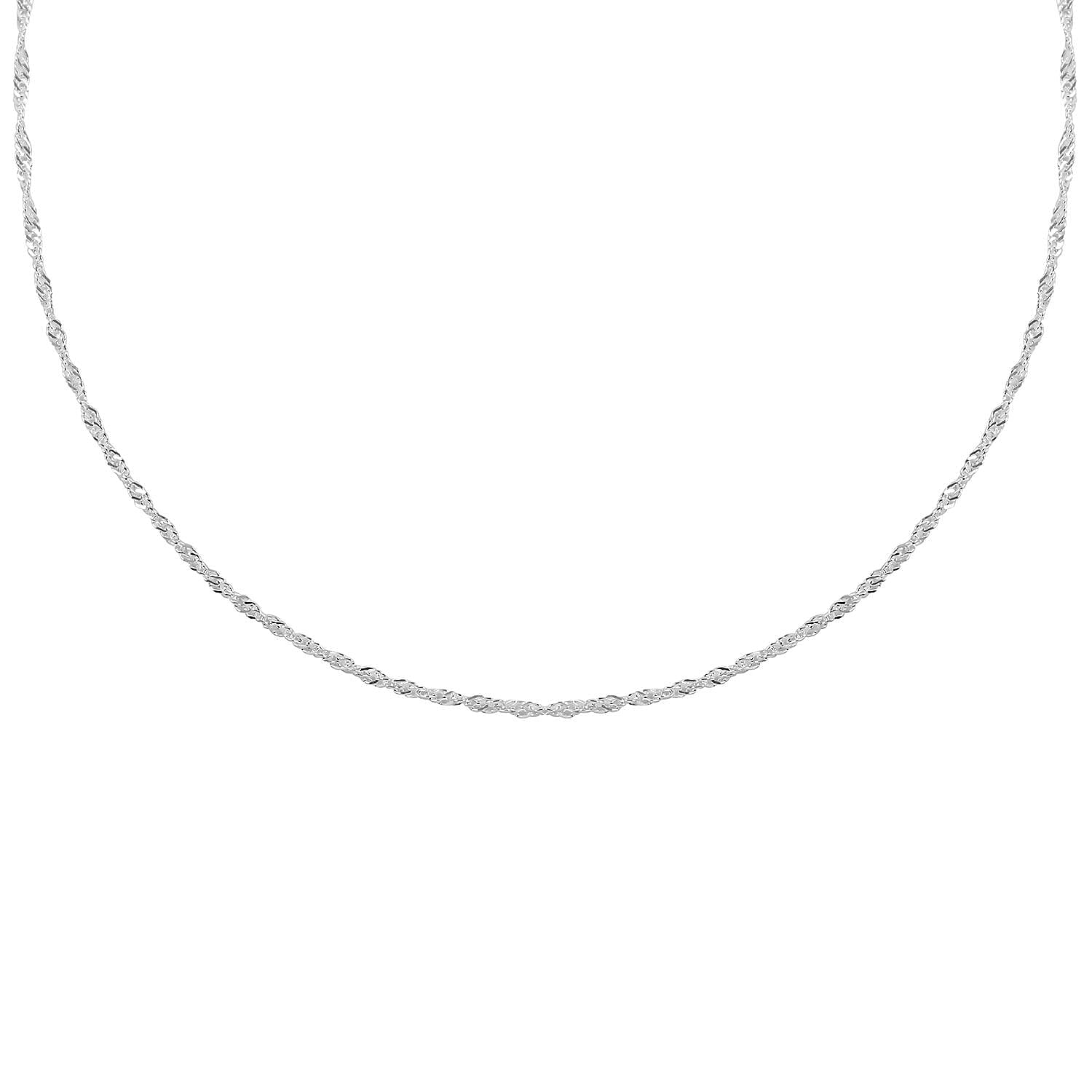 Italian Sterling Silver 0.4mm Singapore Necklace (24 Inches) (2 g)