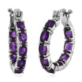 African Amethyst Inside Out Hoop Earrings in Stainless Steel 7.60 ctw - Sticky add to cart bar