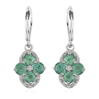 AAA Kagem Emerald and White Zircon Lever Back Earrings