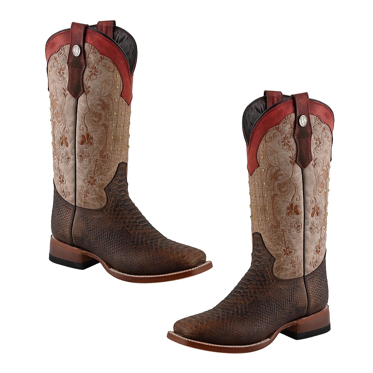 TANNER MARK Multicolor Floral Stitch Python Print 6.5