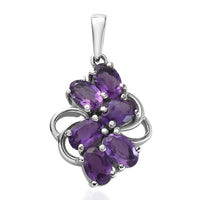 Amethyst Cluster Pendant iin Stainless Steel 2.65 ctw
