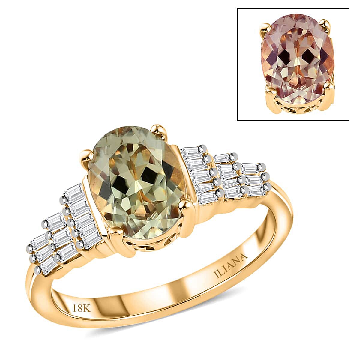ILIANA 18K Yellow Gold AAA Turkizite and Diamond G-H SI Ring 3.40 Grams 1.50 ctw