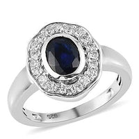 Masoala Sapphire (D) and White Zircon 1.71 ctw Ring in Platinum Over Sterling Silver (Size 5.5)