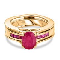 Niassa Ruby (FF) 2.50 ctw Ring in 14K Yellow Gold Over Sterling Silver (Size 5.5)