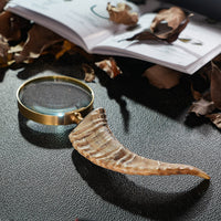 Natural & Black Handcrafted 3X Magnifying Glass Antic Gold Ring with Buffalo Horn Handle