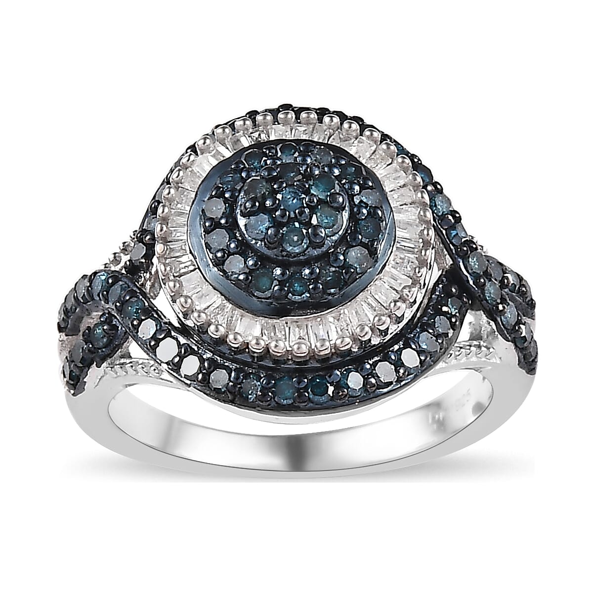 Diamond Art Deco Ring in Platinum Over Sterling Silver