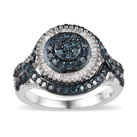 Diamond Art Deco Ring in Platinum Over Sterling Silver