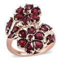 American Arizona Anthill Garnet Bypass Floral Ring in Vermeil Rose Gold Over Sterling Silver 3.15 ctw - Sticky add to cart bar