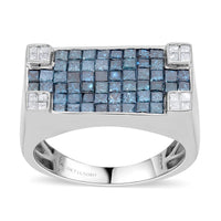 Chuck's Diamond Ring LUXORO 10K White Gold Blue Diamond, Diamond (I3) Ring (Size 6.0) (7.90 g) 2.50 ctw