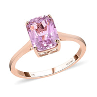 Certified LUXORO 14K Rose Gold AAA Martha Rocha Kunzite Solitaire Ring 3.00 ctw
