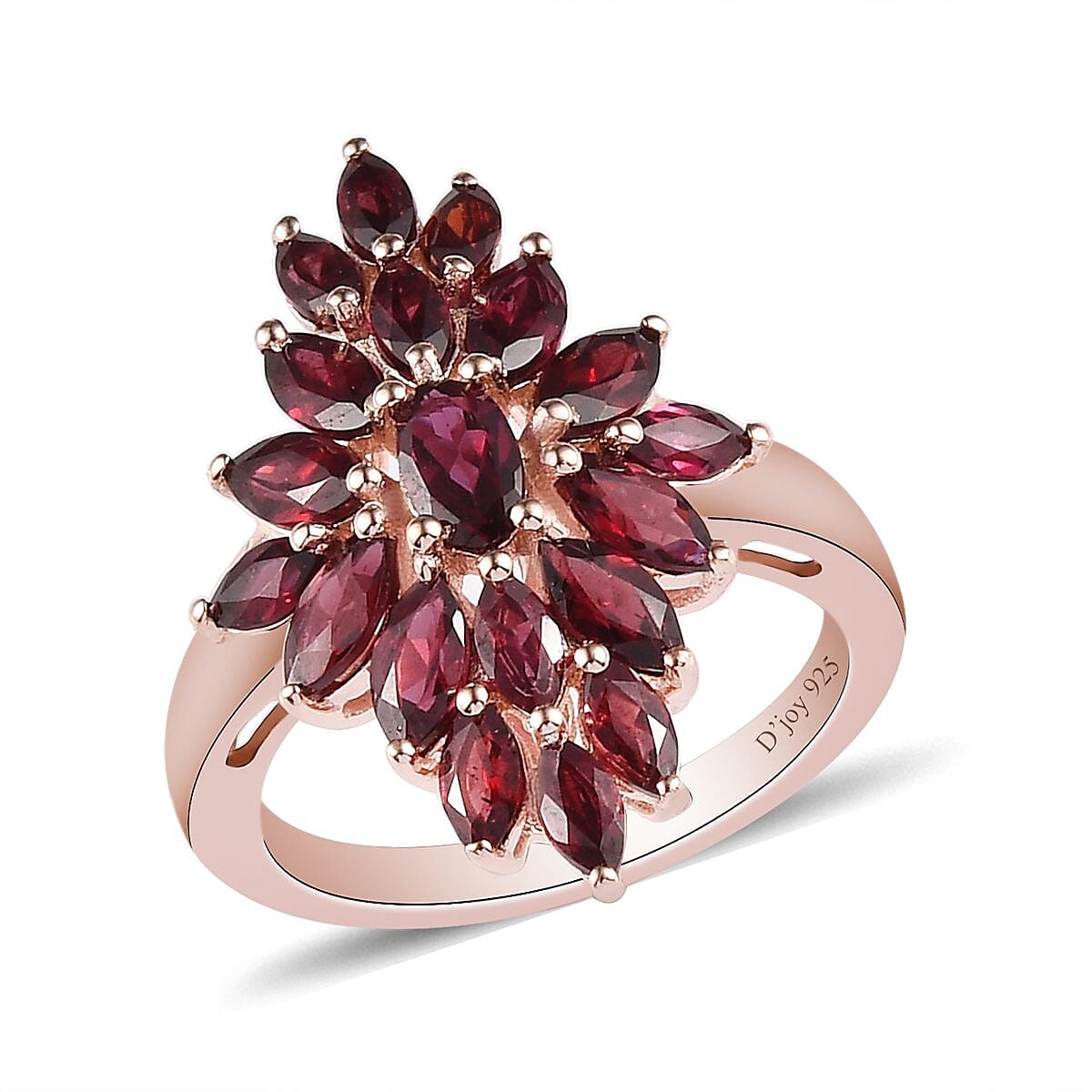 American Arizona Anthill Garnet Elongated Ring in Vermeil Rose Gold Over Sterling Silver 2.65 ctw