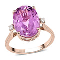 Certified LUXORO 14K Rose Gold AAA Martha Rocha Kunzite and G-H I1 Diamond Ring 2.85 Grams 8.00 ctw - Sticky add to cart bar
