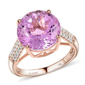 Certified LUXORO 14K Rose Gold AAA Martha Rocha Kunzite and G-H I1 Diamond Halo Ring 3.31 Grams 8.45 ctw - Sticky add to cart bar