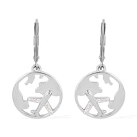 Simulated Diamond Globe Earrings in Silvertone 0.15 ctw