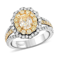 18K Yellow and White Gold Natural Yellow Diamond SI and Diamond Ring 6.60 Grams 2.15 ctw