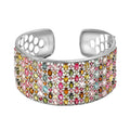 Doorbuster Multi-Tourmaline Cuff Bracelet in Platinum Over Sterling Silver (7.25 In) 40 Grams 26.35 ctw - Sticky add to cart bar