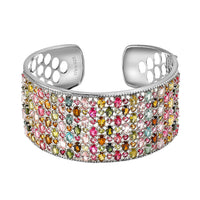 Doorbuster Multi-Tourmaline Cuff Bracelet in Platinum Over Sterling Silver (7.25 In) 40 Grams 26.35 ctw
