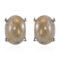 Madagascar Fire Labradorite Stud Earrings in Platinum Over Sterling Silver 2.75 ctw - Sticky add to cart bar
