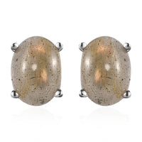 Madagascar Fire Labradorite Stud Earrings in Platinum Over Sterling Silver 2.75 ctw