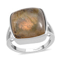 Madagascar Fire Labradorite Solitaire Ring in Platinum Over Sterling Silver 12.00 ctw - Sticky add to cart bar