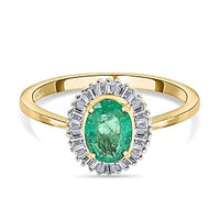 AAA Colombian Emerald and White Diamond 1.06 ctw Ring in 14K Yellow Gold (Size 8.0)