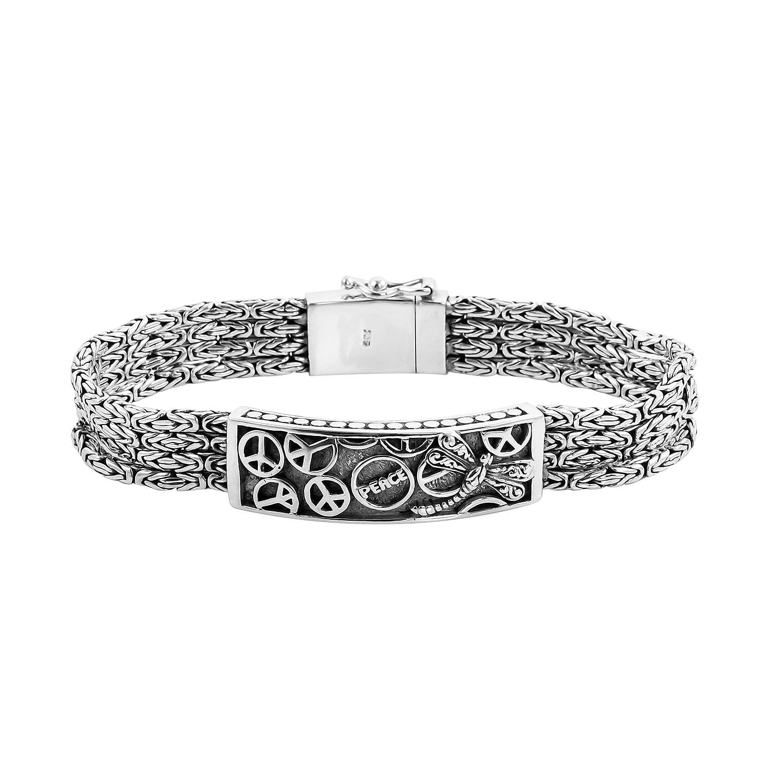 BALI LEGACY Sterling Silver Borobudur Chain Dragonfly Bracelet (7.00 In) 43 Grams