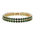 Simulated Emerald Double Row Tennis Bracelet in Goldtone (6.50 In) - Sticky add to cart bar