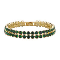 Simulated Emerald Double Row Tennis Bracelet in Goldtone (6.50 In)