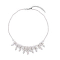 White Aurora Borealis Glass Beaded Sparkle Necklace 20 Inches in Silvertone - Sticky add to cart bar