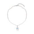 Simulated White Aurora Borealis Star Pendant with Beaded Necklace 20 Inches in Silvertone - Sticky add to cart bar