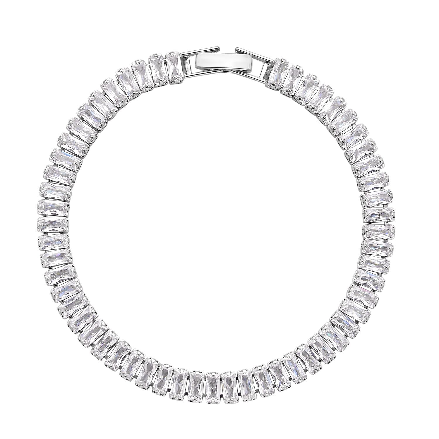 Simulated Diamond Tennis Bracelet in Silvertone (6.50 In) 25.00 ctw