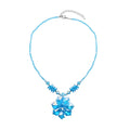 White Aurora Borealis Glass Beaded Floral Necklace 20 Inches in Silvertone - Sticky add to cart bar