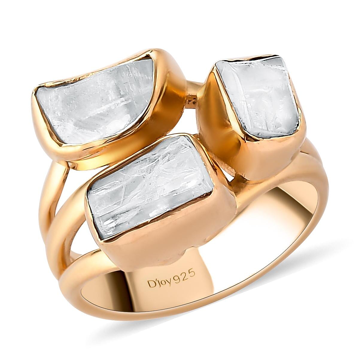 Artisan Crafted Polki Cut Turkizite 3 Stone Ring in Vermeil YG Over Sterling Silver (Size 10.0) 3.00 ctw