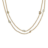 Artisan Crafted Polki Cut Turkizite Station Necklace 40 Inches in Vermeil Yellow Gold Over Sterling Silver 10.90 Grams 13.50 ctw