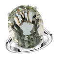 Doorbuster Montezuma Prasiolite Solitaire Ring in Platinum Over Sterling Silver 15.00 ctw - Sticky add to cart bar