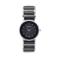 Strada Austrian Crystal Japanese Movement Watch with Black Color Ceramic Strap (35.5mm) (6.0-7.0Inches)